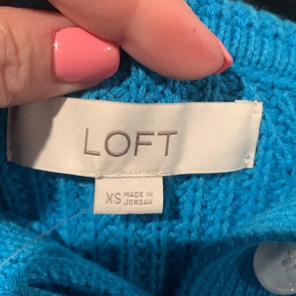 NWT LOFT Sweater Pullover Vibrant Blue Knit OVERSIZED XS - Picture 7 of 9